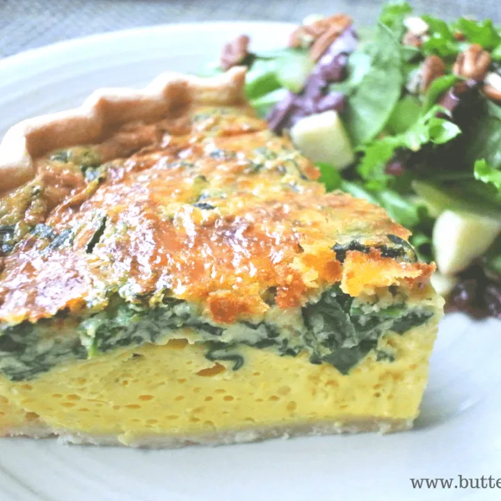 Quick 12-Egg Quiche With Fresh Spinach and Cheese • Butter For All