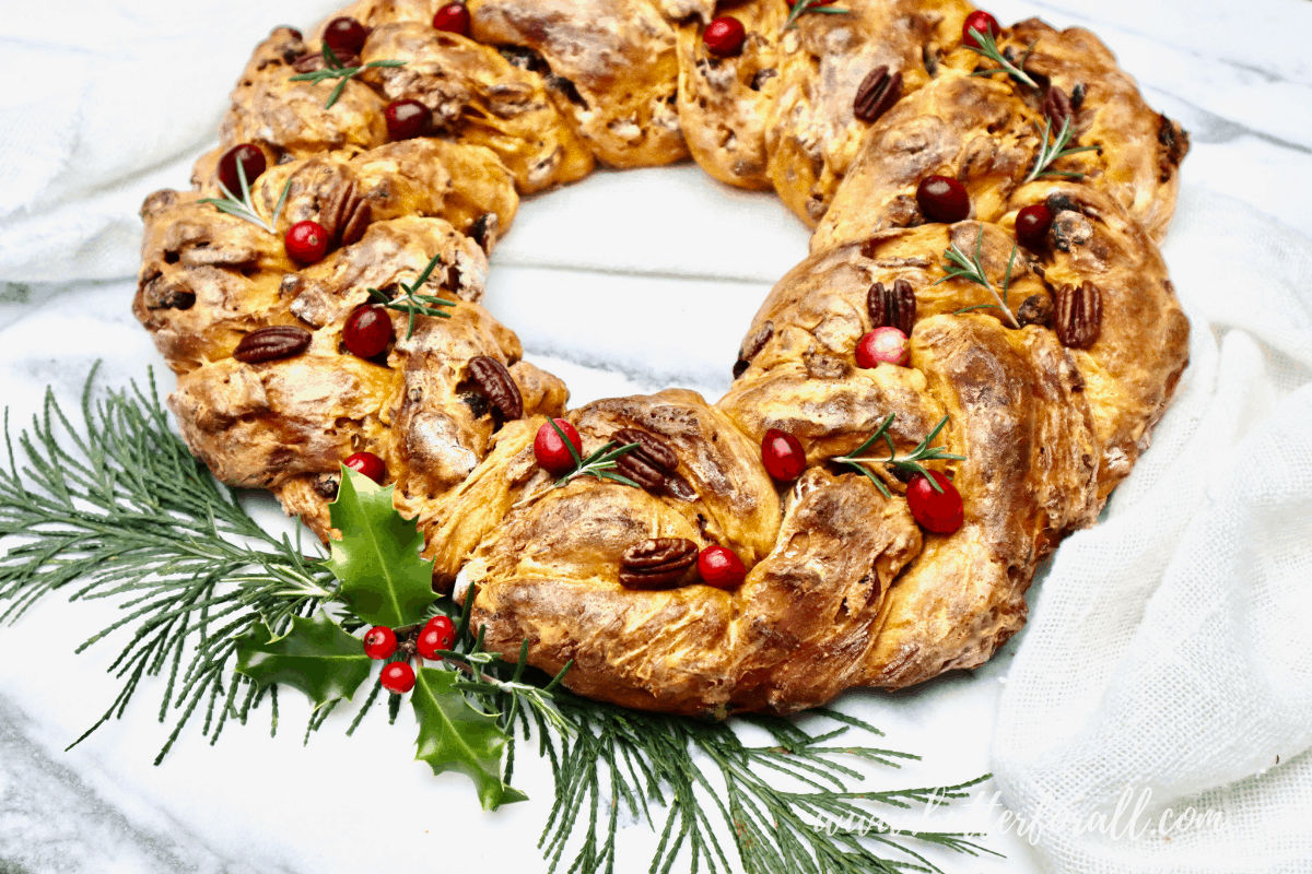 Braided Sourdough Wreath Bread With Pumpkin, Cranberries, and Pecans ...