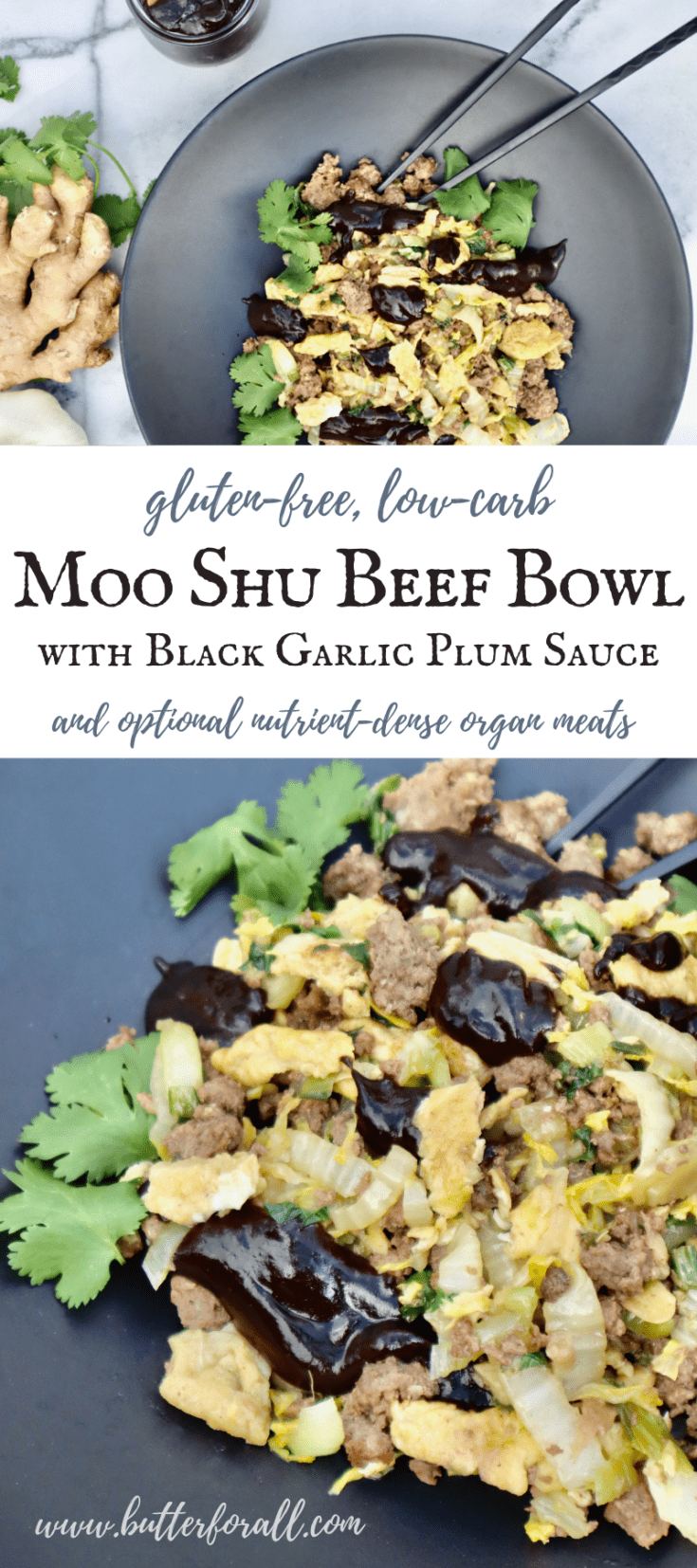 Moo Shu Beef Bowl With Black Garlic Plum Sauce and Optional Nutrient ...